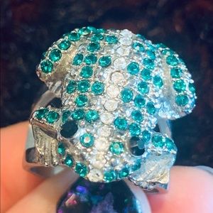Green frog 🐸 ring silver nickel free size 9